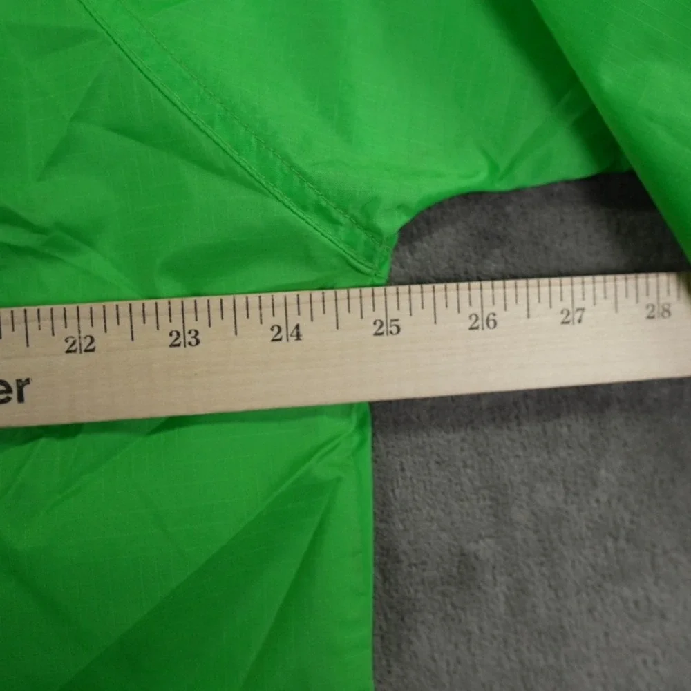 Helly Hansen Anorak Windbreaker Jacket Men L Neon Green Hooded Half‎ Zip Ripstop
